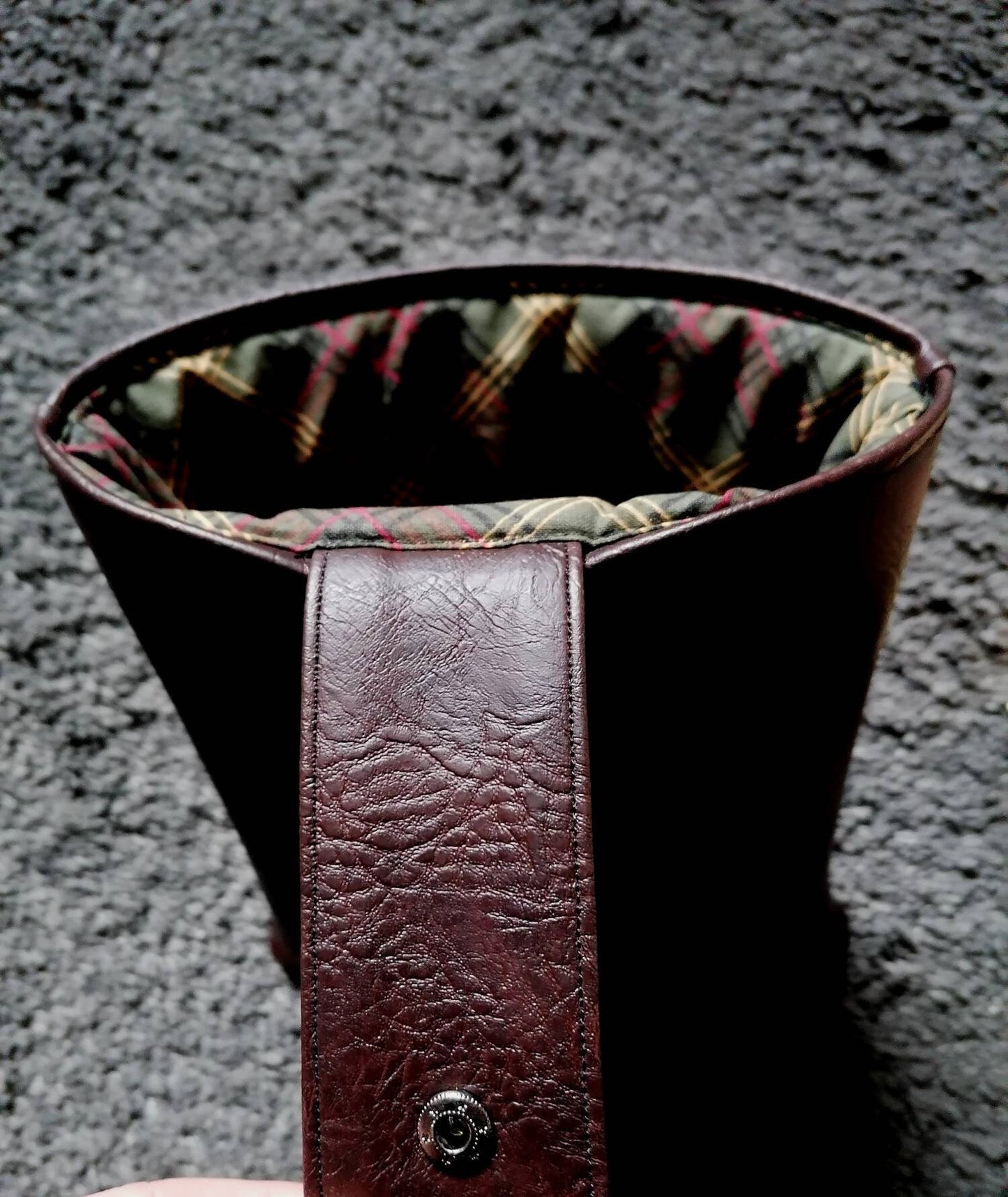 Handmade, Padded Faux Leather Book Sleeve / Tablet Cover with Cotton inner fabric and snap on strap to the top - Brown (Light or Dark).