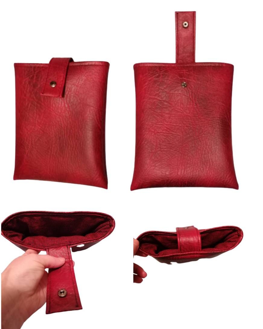 Handmade, Padded Faux Leather Book Sleeve/Tablet Cover with Cotton inner fabric and snap on strap to the top.