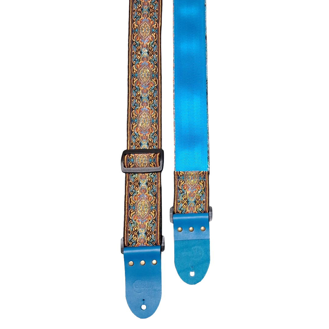 'Lunar Gold' Handmade Guitar Strap. 2 colour options. Adjustable.
