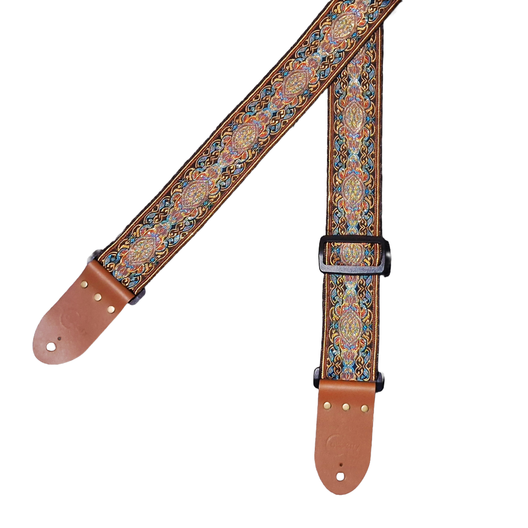 'Lunar Gold' Handmade Guitar Strap. 2 colour options. Adjustable.